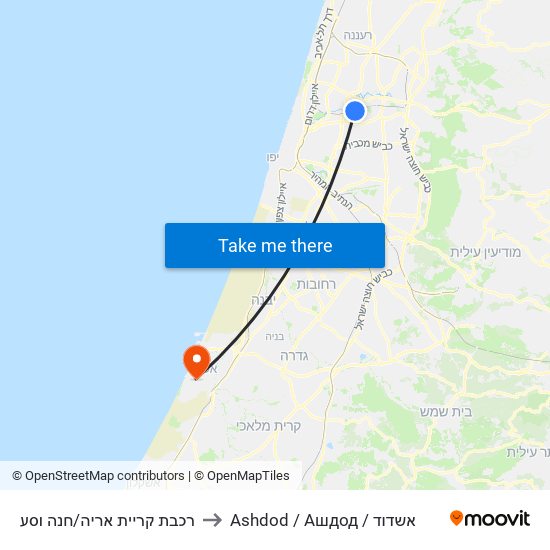 רכבת קריית אריה/חנה וסע to Ashdod / Ашдод / אשדוד map