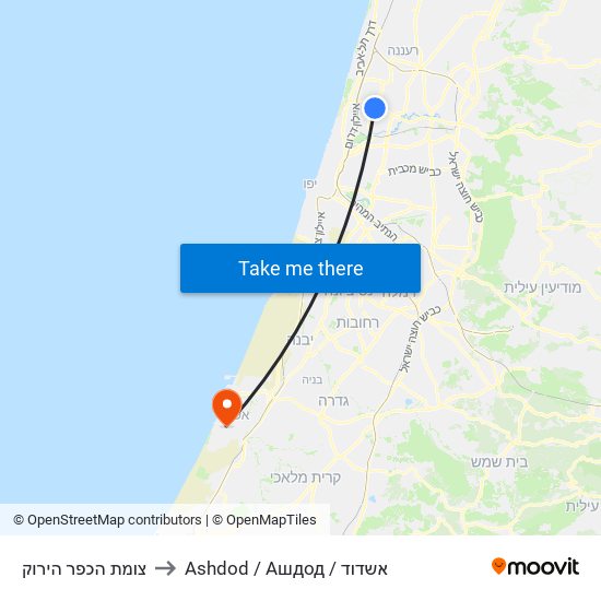 צומת הכפר הירוק to Ashdod / Ашдод / אשדוד map