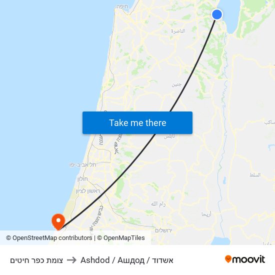 צומת כפר חיטים to Ashdod / Ашдод / אשדוד map