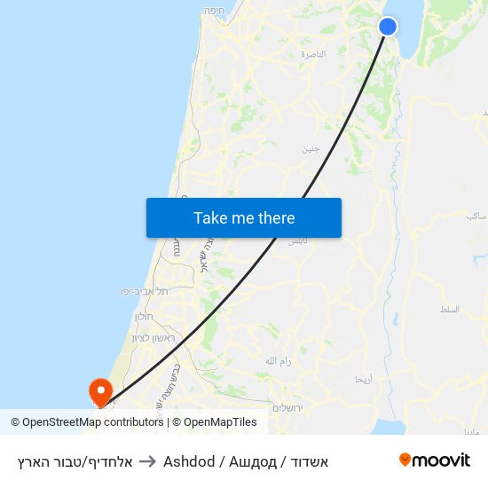 אלחדיף/טבור הארץ to Ashdod / Ашдод / אשדוד map