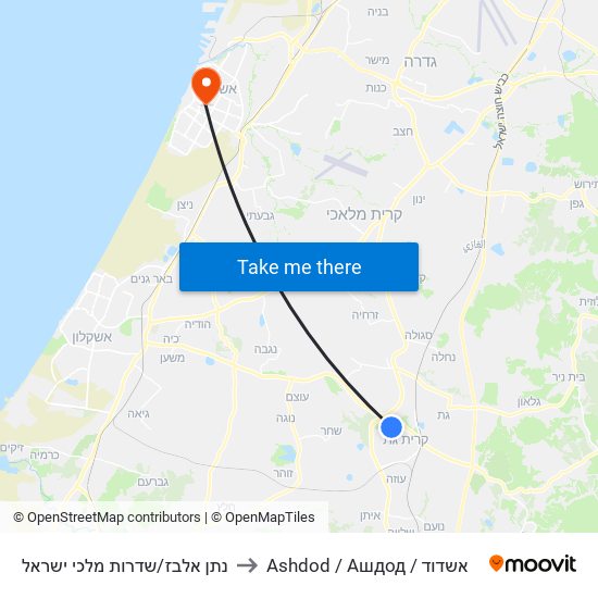 נתן אלבז/שדרות מלכי ישראל to Ashdod / Ашдод / אשדוד map