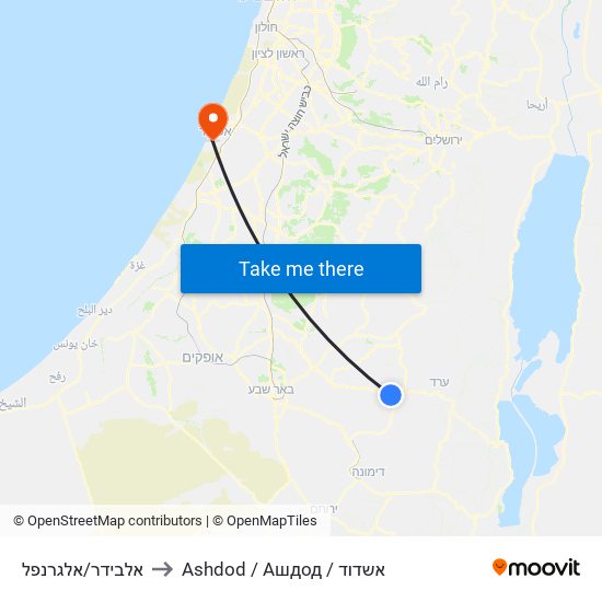 אלבידר/אלגרנפל to Ashdod / Ашдод / אשדוד map