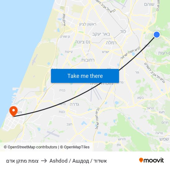 צומת מתקן אדם to Ashdod / Ашдод / אשדוד map