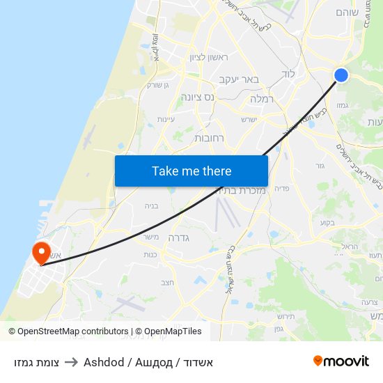 צומת גמזו to Ashdod / Ашдод / אשדוד map