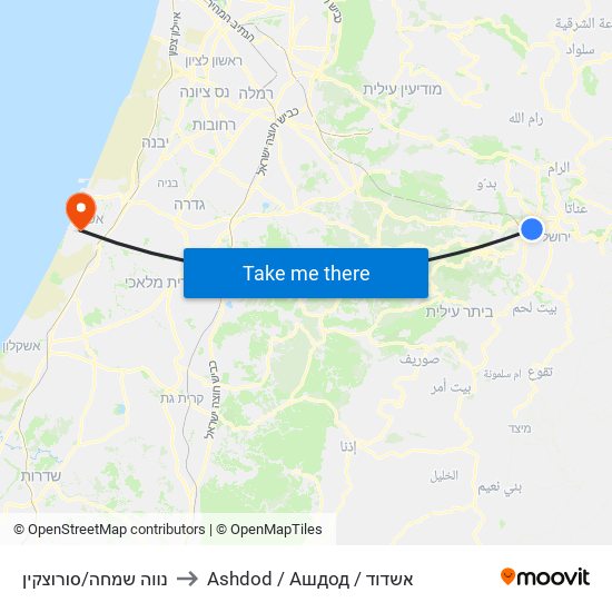 נווה שמחה/סורוצקין to Ashdod / Ашдод / אשדוד map