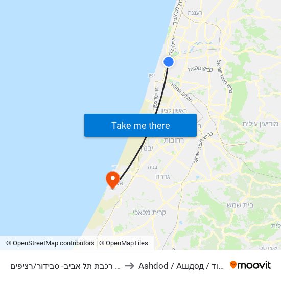 ת. רכבת תל אביב- סבידור/רציפים A to Ashdod / Ашдод / אשדוד map