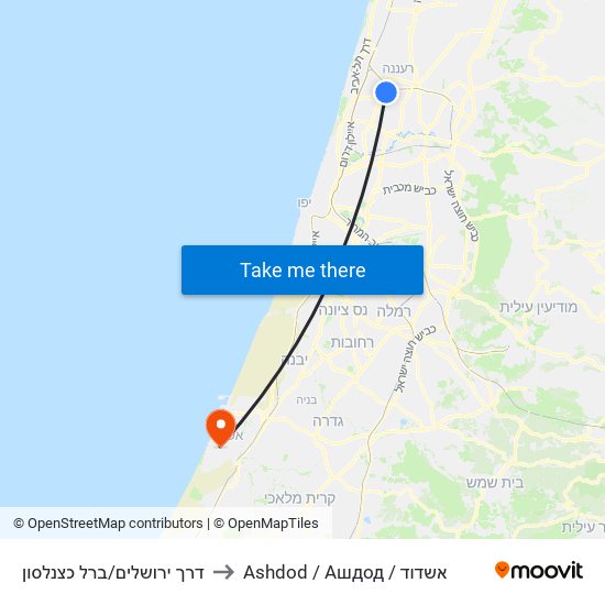 דרך ירושלים/ברל כצנלסון to Ashdod / Ашдод / אשדוד map