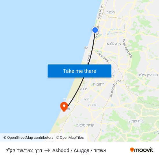 דרך נמיר/שד' קק''ל to Ashdod / Ашдод / אשדוד map