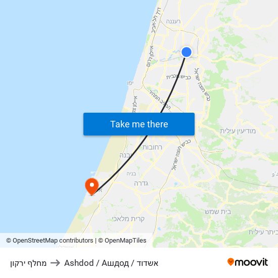מחלף ירקון to Ashdod / Ашдод / אשדוד map