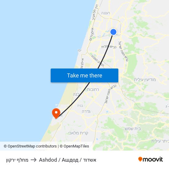 מחלף ירקון to Ashdod / Ашдод / אשדוד map