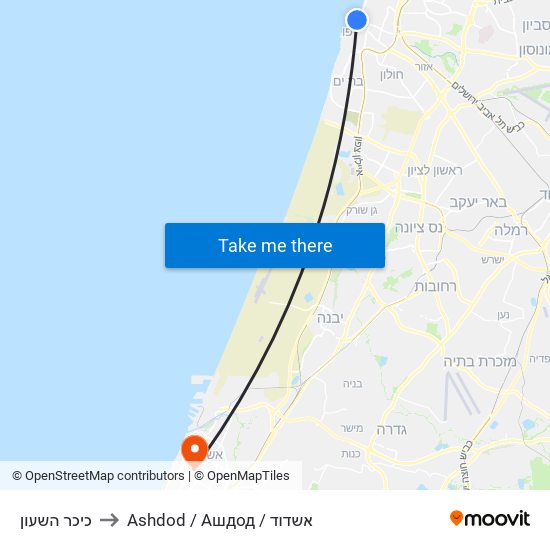 כיכר השעון to Ashdod / Ашдод / אשדוד map