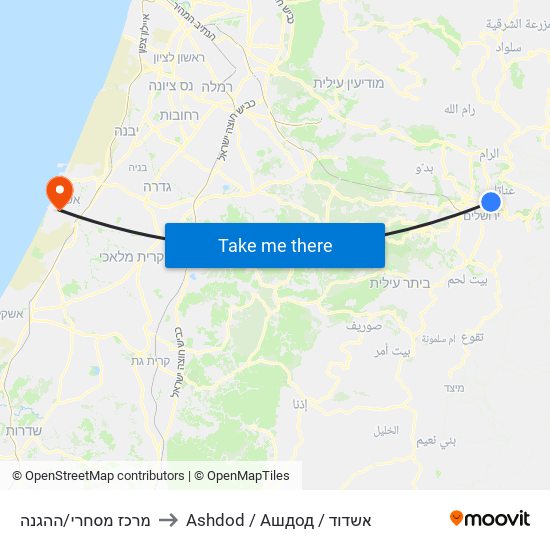 מרכז מסחרי/ההגנה to Ashdod / Ашдод / אשדוד map