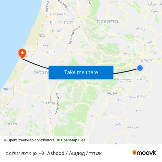 סן מרטין/גולומב to Ashdod / Ашдод / אשדוד map