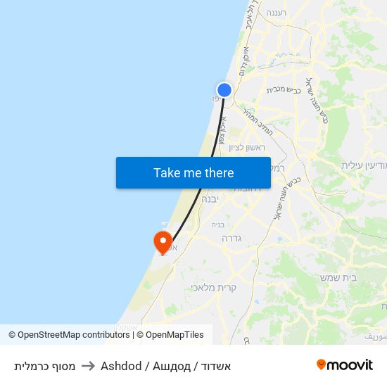 מסוף כרמלית to Ashdod / Ашдод / אשדוד map