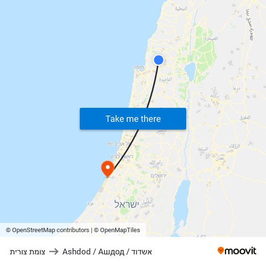 צומת צורית to Ashdod / Ашдод / אשדוד map