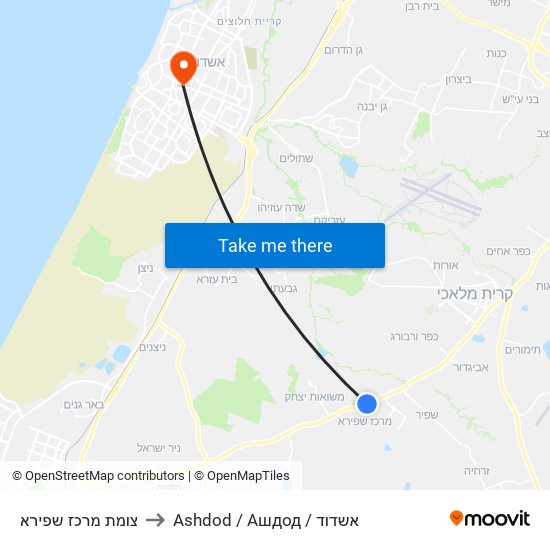 צומת מרכז שפירא to Ashdod / Ашдод / אשדוד map