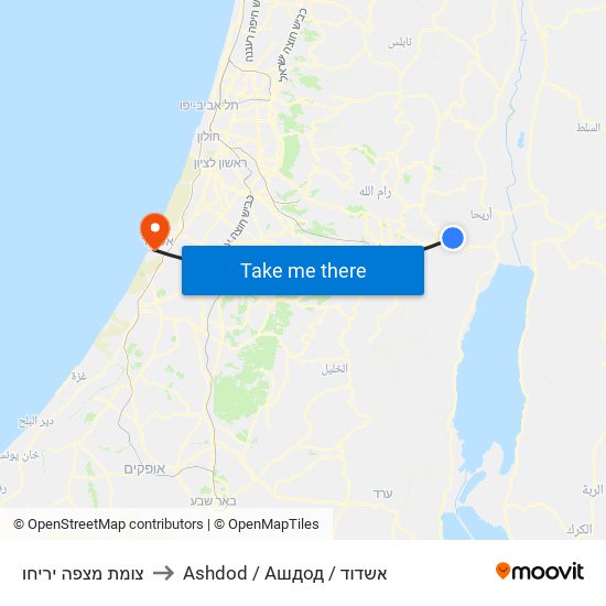 צומת מצפה יריחו to Ashdod / Ашдод / אשדוד map