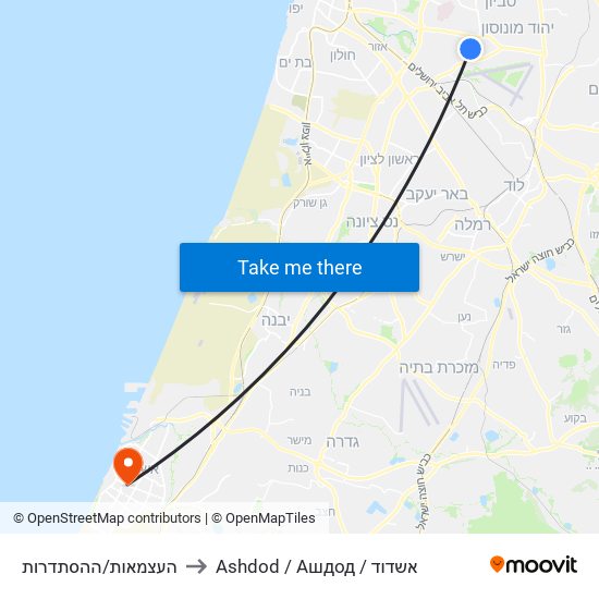 העצמאות/ההסתדרות to Ashdod / Ашдод / אשדוד map