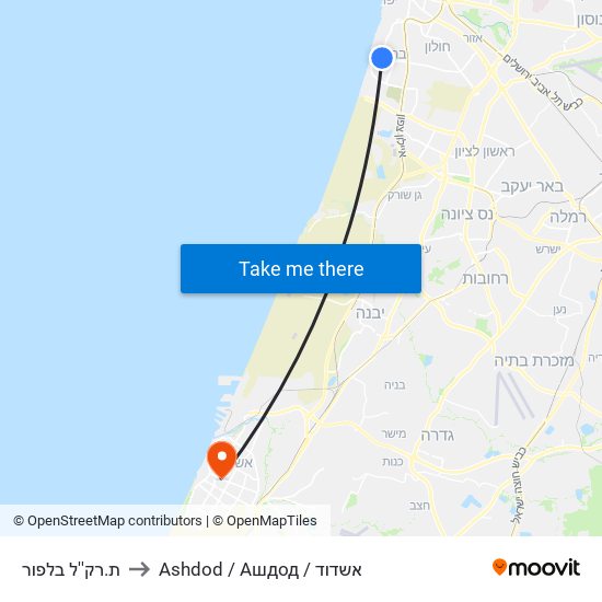 ת.רק''ל בלפור to Ashdod / Ашдод / אשדוד map