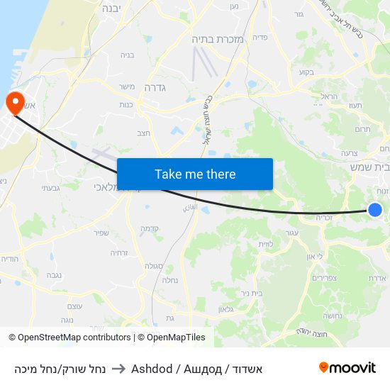 נחל שורק/נחל מיכה to Ashdod / Ашдод / אשדוד map