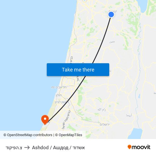 צ.הפיקוד to Ashdod / Ашдод / אשדוד map