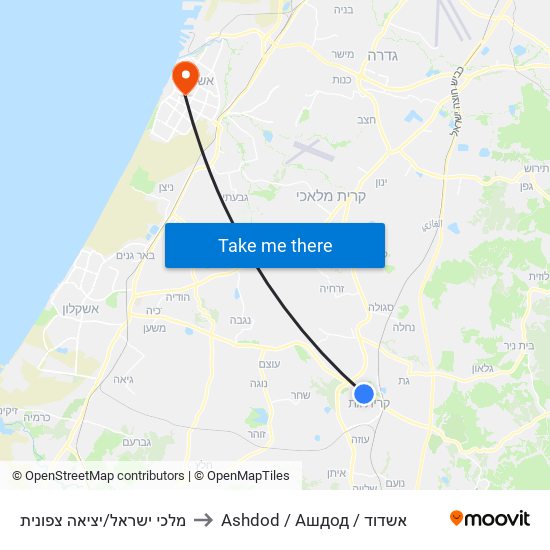 מלכי ישראל/יציאה צפונית to Ashdod / Ашдод / אשדוד map