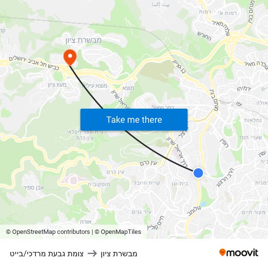 צומת גבעת מרדכי/בייט to מבשרת ציון map