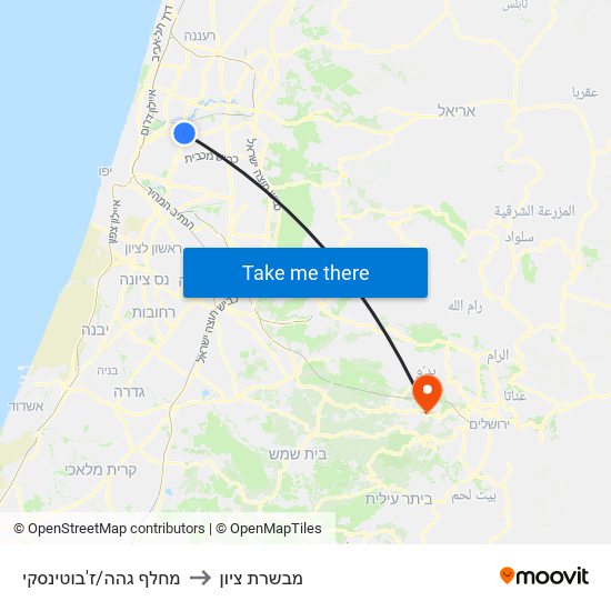 מחלף גהה/ז'בוטינסקי to מבשרת ציון map