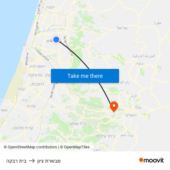 בית רבקה to מבשרת ציון map