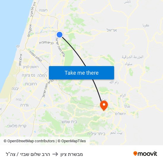 הרב שלום שבזי / צה''ל to מבשרת ציון map