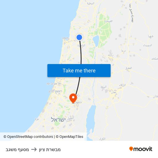 מסעף משגב to מבשרת ציון map