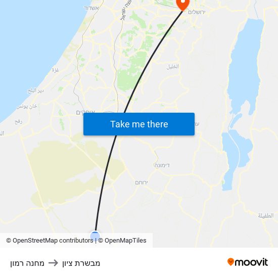 מחנה רמון to מבשרת ציון map