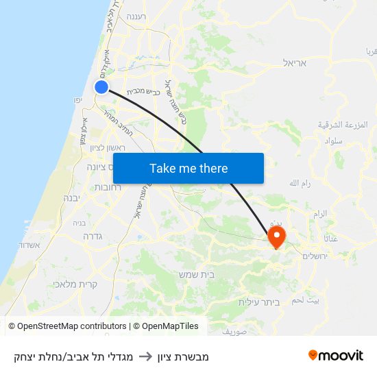 מגדלי תל אביב/נחלת יצחק to מבשרת ציון map