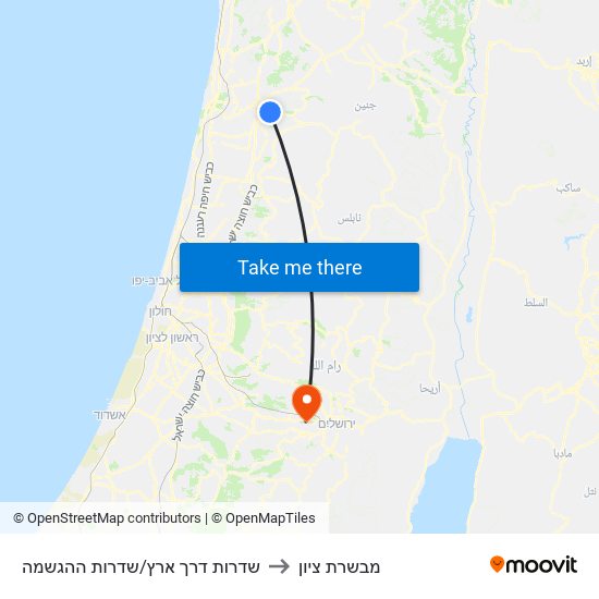 שדרות דרך ארץ/שדרות ההגשמה to מבשרת ציון map