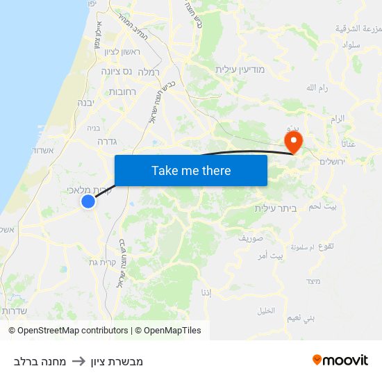 מחנה ברלב to מבשרת ציון map