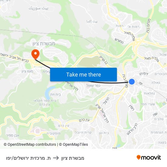 ת. מרכזית ירושלים/יפו to מבשרת ציון map