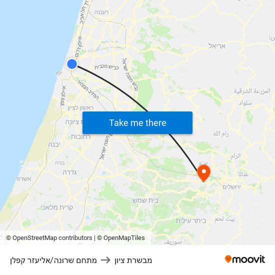 קפלן/אלוף מנדלר to מבשרת ציון map