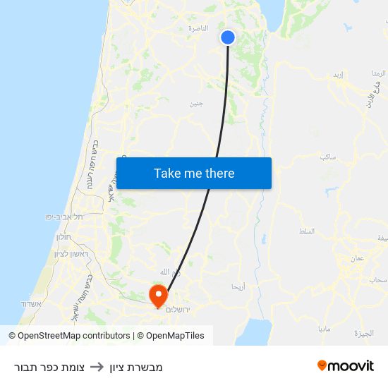 צומת כפר תבור to מבשרת ציון map