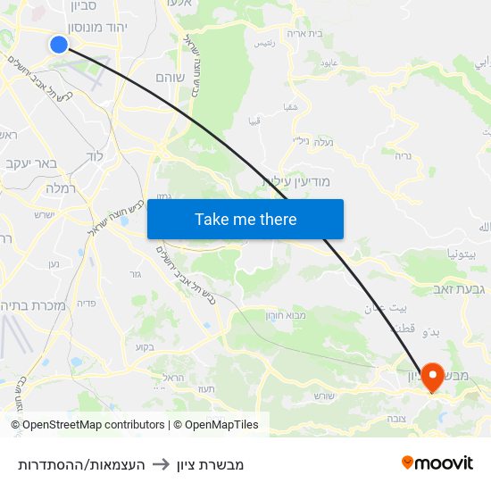 העצמאות/ההסתדרות to מבשרת ציון map