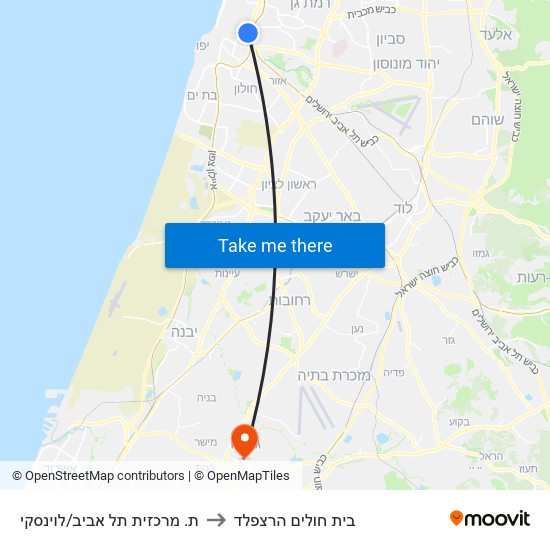 ת. מרכזית תל אביב/לוינסקי to בית חולים הרצפלד map