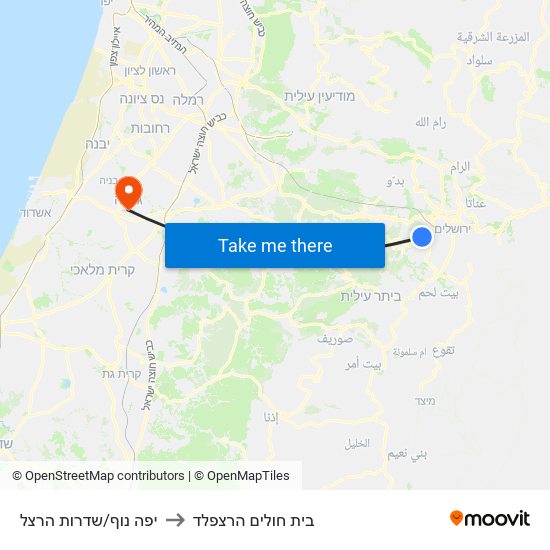 יפה נוף/שדרות הרצל to בית חולים הרצפלד map