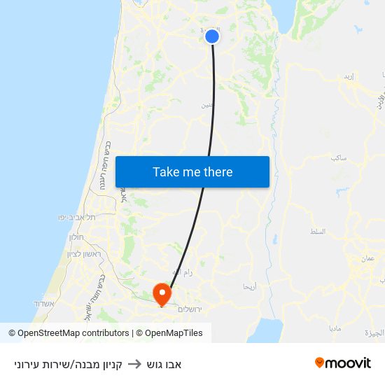 קניון מבנה/שירות עירוני to אבו גוש map