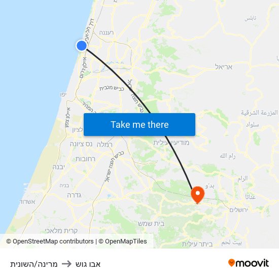 מרינה/השונית to אבו גוש map