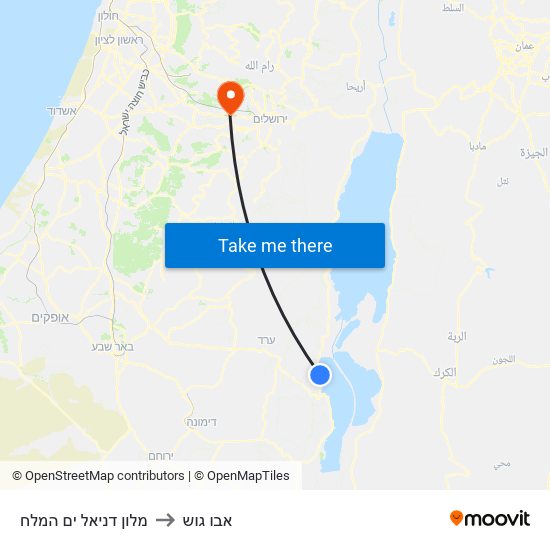 מלון דניאל ים המלח to אבו גוש map