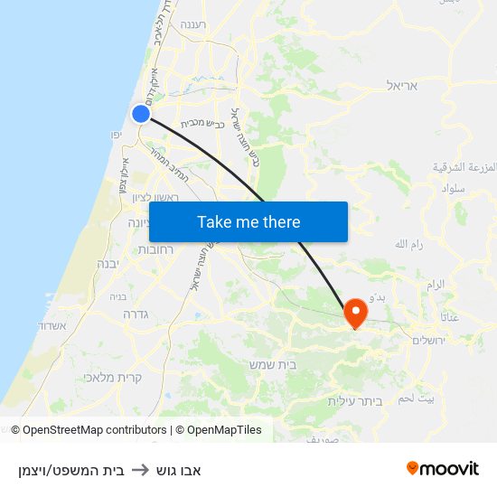 בית המשפט/ויצמן to אבו גוש map