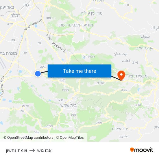 צומת נחשון to אבו גוש map
