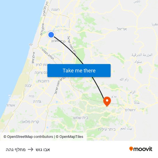 מחלף גהה to אבו גוש map