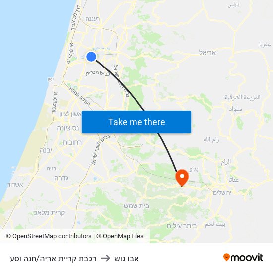 רכבת קריית אריה/חנה וסע to אבו גוש map