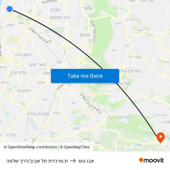 ת.מרכזית תל אביב/דרך שלמה to אבו גוש map