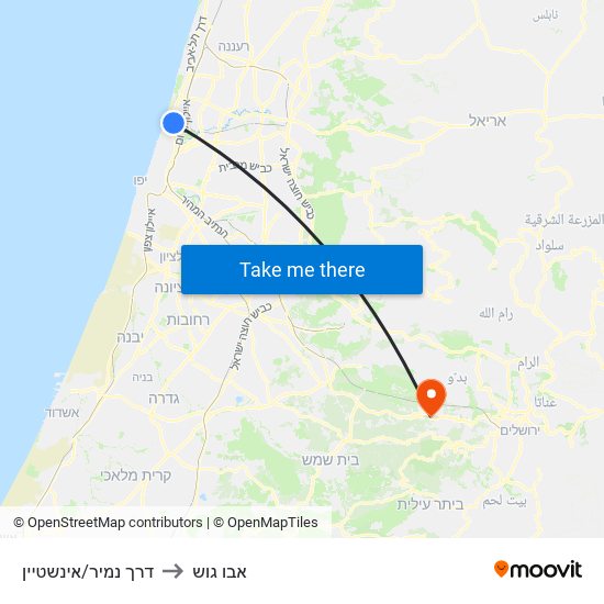 דרך נמיר/אינשטיין to אבו גוש map